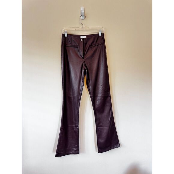 Topshop Pants - Topshop Vegan Leather Flared Pants Burgundy Size 6